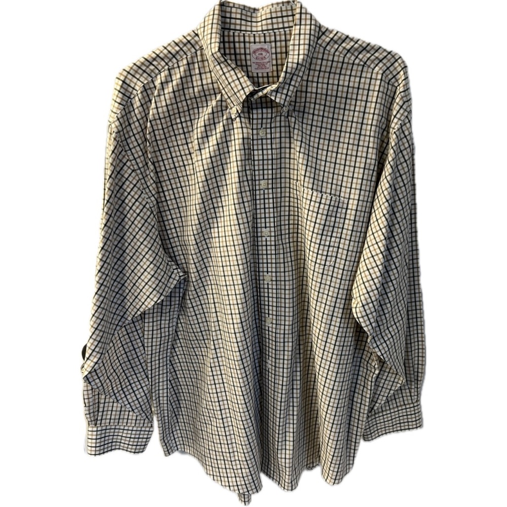 Brooks Brothers brown and black plaid button down, XXL.